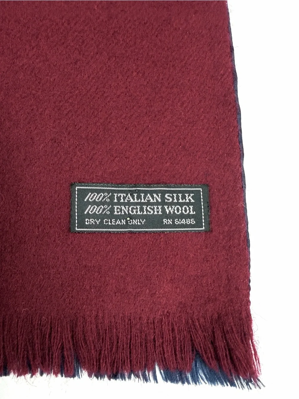 Vintage Christian Dior Doubled Paisley Scarf Silk Wool Navy Burgundy 53x9.5”